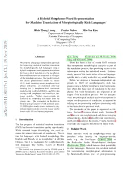 A Hybrid Morpheme-Word Representation for Machine Translation of
  Morphologically Rich Languages