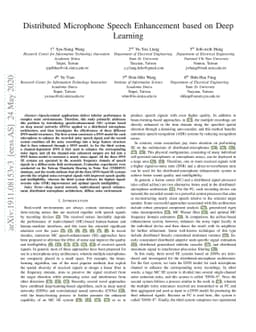 Distributed Microphone Speech Enhancement based on Deep Learning