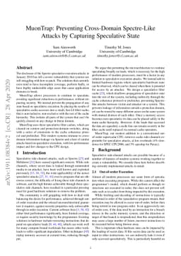 MuonTrap: Preventing Cross-Domain Spectre-Like Attacks by Capturing
  Speculative State