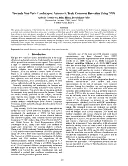 Towards non-toxic landscapes: Automatic toxic comment detection using
  DNN