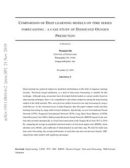 Comparison of Deep learning models on time series forecasting : a case
  study of Dissolved Oxygen Prediction