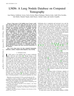 LNDb: A Lung Nodule Database on Computed Tomography