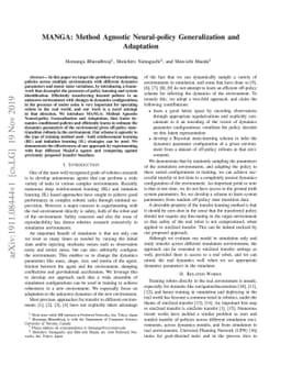 MANGA: Method Agnostic Neural-policy Generalization and Adaptation