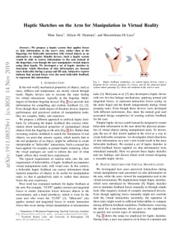 Haptic Sketches on the Arm for Manipulation in Virtual Reality