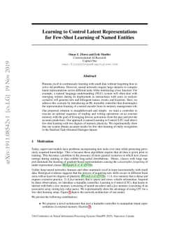 Learning to Control Latent Representations for Few-Shot Learning of
  Named Entities