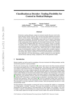 Classification as Decoder: Trading Flexibility for Control in Medical
  Dialogue