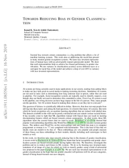 Towards Reducing Bias in Gender Classification