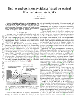 End to end collision avoidance based on optical flow and neural networks