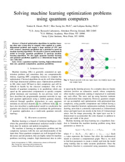 Solving machine learning optimization problems using quantum computers