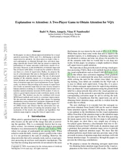 Explanation vs Attention: A Two-Player Game to Obtain Attention for VQA