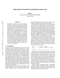 Robust Deep Neural Networks Inspired by Fuzzy Logic