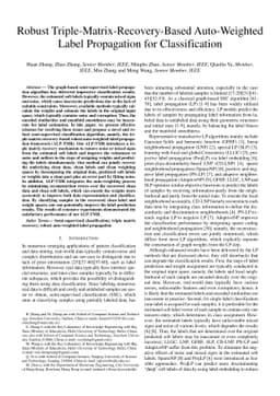 Robust Triple-Matrix-Recovery-Based Auto-Weighted Label Propagation for
  Classification