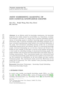 Joint Embedding Learning of Educational Knowledge Graphs
