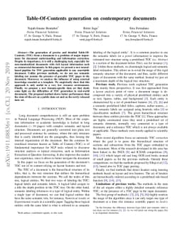 Table-Of-Contents generation on contemporary documents