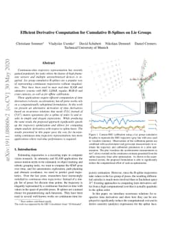 Efficient Derivative Computation for Cumulative B-Splines on Lie Groups
