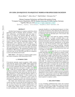 On using 2D sequence-to-sequence models for speech recognition