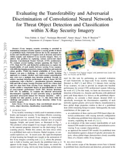 Evaluating the Transferability and Adversarial Discrimination of
  Convolutional Neural Networks for Threat Object Detection and Classification
  within X-Ray Security Imagery