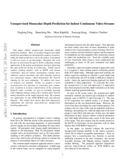 Unsupervised Monocular Depth Prediction for Indoor Continuous Video
  Streams