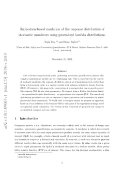Replication-based emulation of the response distribution of stochastic
  simulators using generalized lambda distributions