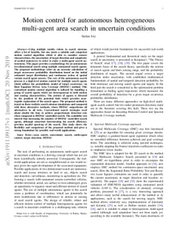 Motion control for autonomous heterogeneous multi-agent area search in
  uncertain conditions