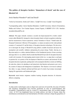 The politics of deceptive borders: 'biomarkers of deceit' and the case
  of iBorderCtrl
