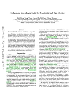 Scalable and Generalizable Social Bot Detection through Data Selection