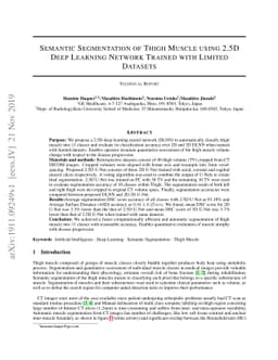 Semantic Segmentation of Thigh Muscle using 2.5D Deep Learning Network
  Trained with Limited Datasets