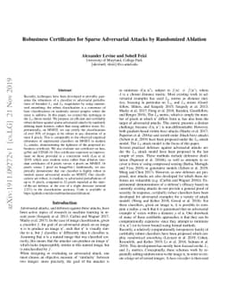 Robustness Certificates for Sparse Adversarial Attacks by Randomized
  Ablation