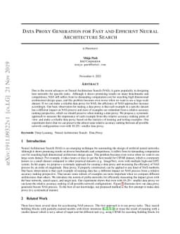 Data Proxy Generation for Fast and Efficient Neural Architecture Search