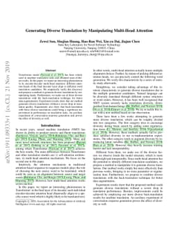 Generating Diverse Translation by Manipulating Multi-Head Attention