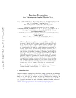 Emotion Recognition for Vietnamese Social Media Text
