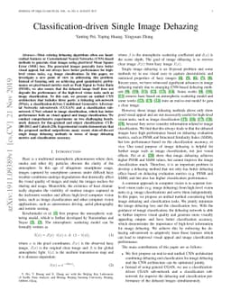 Classification-driven Single Image Dehazing