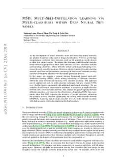 MSD: Multi-Self-Distillation Learning via Multi-classifiers within Deep
  Neural Networks