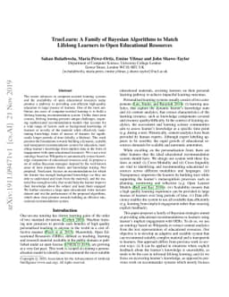 TrueLearn: A Family of Bayesian Algorithms to Match Lifelong Learners to
  Open Educational Resources