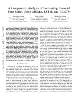 A Comparative Analysis of Forecasting Financial Time Series Using ARIMA,
  LSTM, and BiLSTM