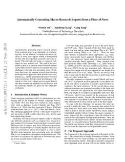 Automatically Generating Macro Research Reports from a Piece of News