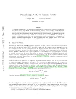 Parallelising MCMC via Random Forests