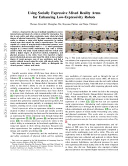 Using Socially Expressive Mixed Reality Arms for Enhancing
  Low-Expressivity Robots