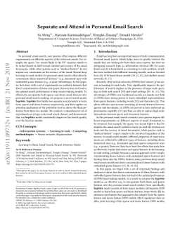 Separate and Attend in Personal Email Search