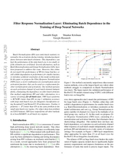 Filter Response Normalization Layer: Eliminating Batch Dependence in the
  Training of Deep Neural Networks