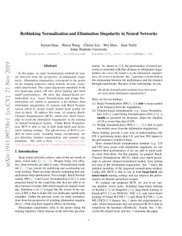 Rethinking Normalization and Elimination Singularity in Neural Networks