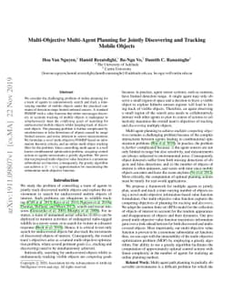 Multi-Objective Multi-Agent Planning for Jointly Discovering and
  Tracking Mobile Object