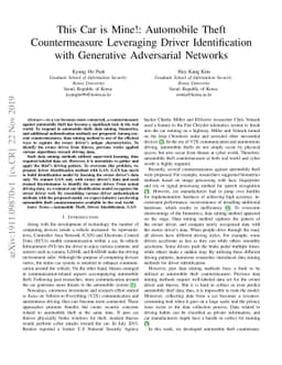 This Car is Mine!: Automobile Theft Countermeasure Leveraging Driver
  Identification with Generative Adversarial Networks