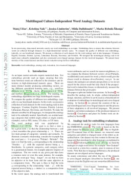 Multilingual Culture-Independent Word Analogy Datasets