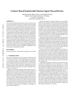 Culture-Based Explainable Human-Agent Deconfliction