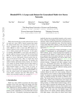 BlendedMVS: A Large-scale Dataset for Generalized Multi-view Stereo
  Networks