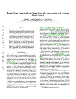 Topical Phrase Extraction from Clinical Reports by Incorporating both
  Local and Global Context
