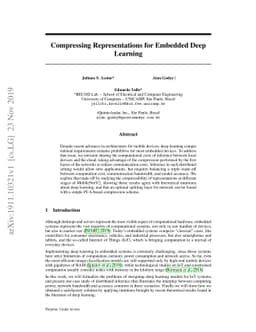 Compressing Representations for Embedded Deep Learning