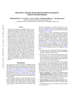 Doctor2Vec: Dynamic Doctor Representation Learning for Clinical Trial
  Recruitment