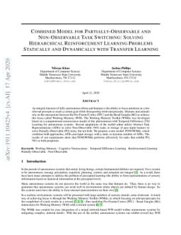Combined Model for Partially-Observable and Non-Observable Task
  Switching: Solving Hierarchical Reinforcement Learning Problems Statically
  and Dynamically with Transfer Learning